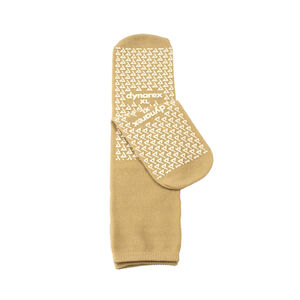 SLIPPER SOCKS DBL SIDED XL BEIGE 48PR/CS
